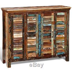 New Reclaimed Home Furniture Wood Storage Cabinet Sideboard 4 Doors Multicolour