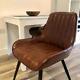 New Set Of 2 Vintage Retro Brown Faux Leather Dining Chairs Kitchen Chair Seats
