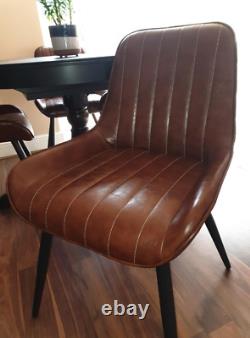 New Set Of 2 Vintage Retro Brown Faux Leather Dining Chairs Kitchen Chair Seats