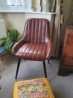 New Set Of 2 Vintage Retro Brown Faux Leather Dining Chairs Kitchen Chair Seats