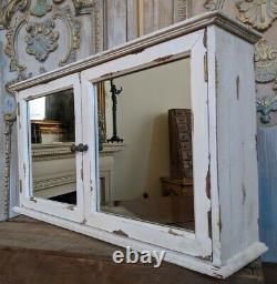 New VINTAGE French Cream Shabby Chic Rustic Wall BATH Mirror Cabinet Cupboard