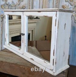 New VINTAGE French Cream Shabby Chic Rustic Wall BATH Mirror Cabinet Cupboard