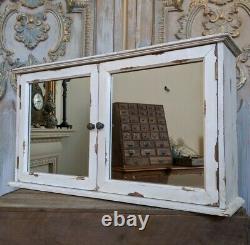 New VINTAGE French Cream Shabby Chic Rustic Wall BATH Mirror Cabinet Cupboard