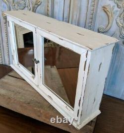 New VINTAGE French Cream Shabby Chic Rustic Wall BATH Mirror Cabinet Cupboard