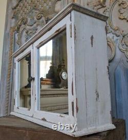 New VINTAGE French Cream Shabby Chic Rustic Wall BATH Mirror Cabinet Cupboard