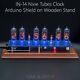 Nixie Clock Arduino In-14 Shield Ncs314 On Wooden Stand 12/24h Gra & Afch