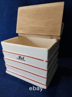 Norwegian Vintage Kitchen Ceramic Storage Pots Platter & Salt Box Hand Painted