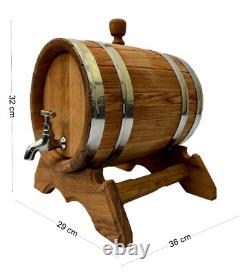 Oak Wood Vintage Retro Style Wooden Beer Barrel. Extra Large 10 Litres