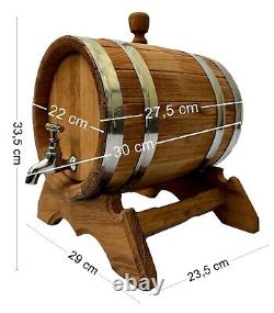 Oak Wood Vintage Retro Style Wooden Beer Barrel. Extra Large 6 Litres