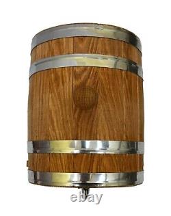 Oak Wood Vintage Retro Style Wooden Beer Barrel. Extra Large 6 Litres