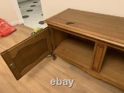 Oak display cabinet with glass doors used