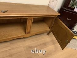 Oak display cabinet with glass doors used