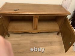 Oak display cabinet with glass doors used