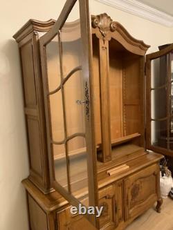 Oak display cabinet with glass doors used