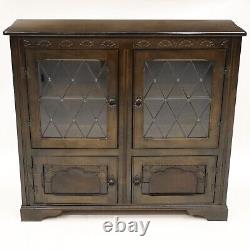 Old Charm Style Oak Bookcase Display Cupboard Leaded Glass FREE UK Delivery