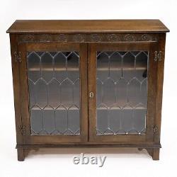 Old Charm Style Oak Bookcase Display Cupboard Leaded Glass FREE UK Delivery