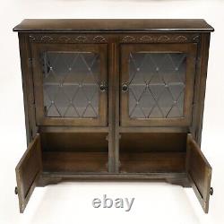 Old Charm Style Oak Bookcase Display Cupboard Leaded Glass FREE UK Delivery