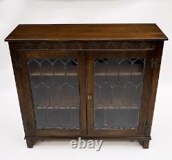 Old Charm Style Oak Bookcase Display Cupboard Leaded Glass FREE UK Delivery