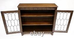 Old Charm Style Oak Bookcase Display Cupboard Leaded Glass FREE UK Delivery