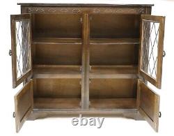 Old Charm Style Oak Bookcase Display Cupboard Leaded Glass FREE UK Delivery