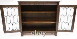 Old Charm Style Oak Bookcase Display Cupboard Leaded Glass FREE UK Delivery