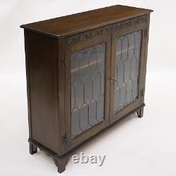 Old Charm Style Oak Bookcase Display Cupboard Leaded Glass FREE UK Delivery