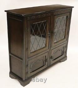 Old Charm Style Oak Bookcase Display Cupboard Leaded Glass FREE UK Delivery