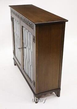 Old Charm Style Oak Bookcase Display Cupboard Leaded Glass FREE UK Delivery