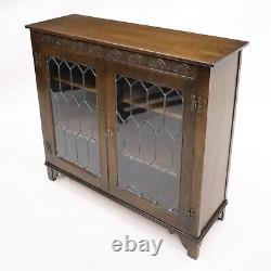 Old Charm Style Oak Bookcase Display Cupboard Leaded Glass FREE UK Delivery