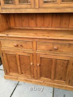 Old Vintage Pine Kitchen Dresser Glazed Large Drawers Shaker Style Sideboard