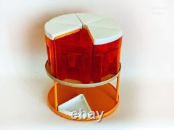 Orange Lazy Susan & 6 Orange Storage Pots Vintage Retro 1970s Kitchen Carrousel