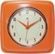 Orange Retro 9in Square Wall Clock Silent Sweep Vintage Kitchen Diner Decor