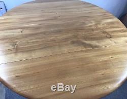 Original Ercol Vintage Elm Drop Folding Leaf Oval Round Dining Kitchen Table