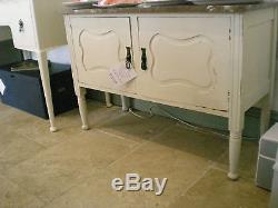 Original Vintage Wash Stand with Marble Top & Cupboard in Farrow & Ball & Waxed