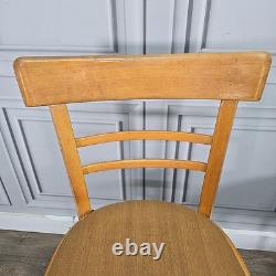 Pair 2 Vintage Solid Beech Wood Vinyl Retro Kitchen Chairs Mid Century Modern
