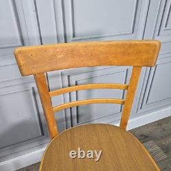 Pair 2 Vintage Solid Beech Wood Vinyl Retro Kitchen Chairs Mid Century Modern
