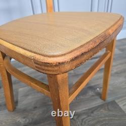 Pair 2 Vintage Solid Beech Wood Vinyl Retro Kitchen Chairs Mid Century Modern