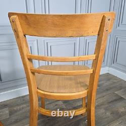 Pair 2 Vintage Solid Beech Wood Vinyl Retro Kitchen Chairs Mid Century Modern