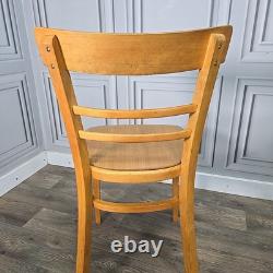Pair 2 Vintage Solid Beech Wood Vinyl Retro Kitchen Chairs Mid Century Modern