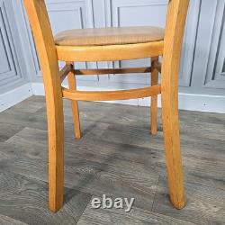Pair 2 Vintage Solid Beech Wood Vinyl Retro Kitchen Chairs Mid Century Modern