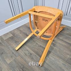 Pair 2 Vintage Solid Beech Wood Vinyl Retro Kitchen Chairs Mid Century Modern