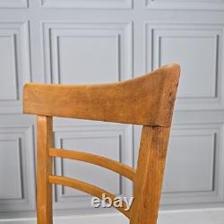 Pair 2 Vintage Solid Beech Wood Vinyl Retro Kitchen Chairs Mid Century Modern
