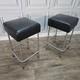 Pair Ikea Julius Bar Stools Chrome Frame Black Vinyl Seat Retro Vintage Kitchen