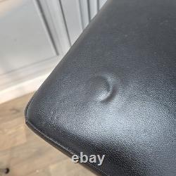 Pair IKEA Julius Bar Stools Chrome Frame Black Vinyl Seat Retro Vintage Kitchen