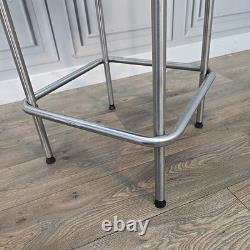 Pair IKEA Julius Bar Stools Chrome Frame Black Vinyl Seat Retro Vintage Kitchen