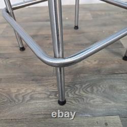 Pair IKEA Julius Bar Stools Chrome Frame Black Vinyl Seat Retro Vintage Kitchen