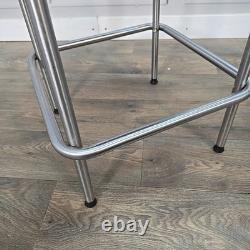 Pair IKEA Julius Bar Stools Chrome Frame Black Vinyl Seat Retro Vintage Kitchen