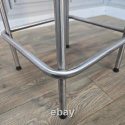 Pair IKEA Julius Bar Stools Chrome Frame Black Vinyl Seat Retro Vintage Kitchen