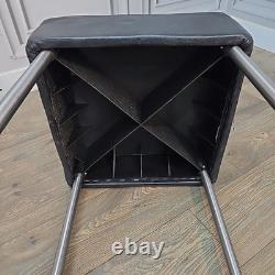 Pair IKEA Julius Bar Stools Chrome Frame Black Vinyl Seat Retro Vintage Kitchen