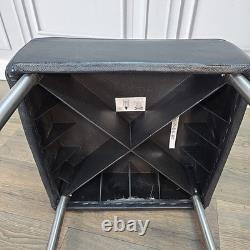 Pair IKEA Julius Bar Stools Chrome Frame Black Vinyl Seat Retro Vintage Kitchen